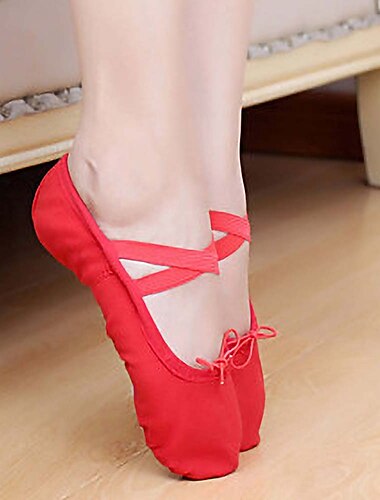  Ballettschuhe mit geteilter Sohle für Mädchen – Tanzschuhe aus weichem Canvas mit elastischen Riemen für Balletttraining und Aufführungen