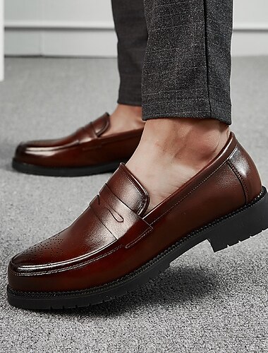  Vestido masculino penny mocassins e slip-ons plus size vintage negócios casual festa e noite mocassins preto marrom outono inverno