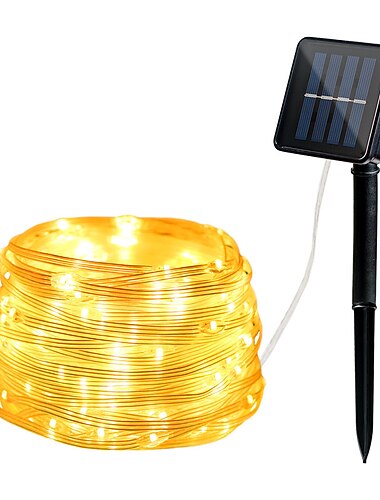  julestrenglys 10m ledet strengelys 100 led sol utendørs utendørs vanntett lær snor lys snor halloween jul stjerne stjerne dekorasjonslys