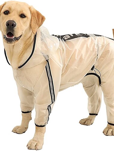  Hunderegenmantel Hunde Kapuzen Slicker Poncho 4 Beine Hunderegenjacke mit Reflexstreifen transparent wasserdicht Hunderegen Schneebekleidung für kleine mittelgroße Hunde