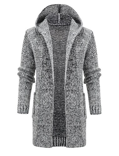  Per uomo Felpa Cardigan Felpa con cappuccio Maglia Lavorato a maglia Tinta unica Con cappuccio Moda Esterno Interni Abbigliamento Inverno Autunno Vino Cachi M L XL