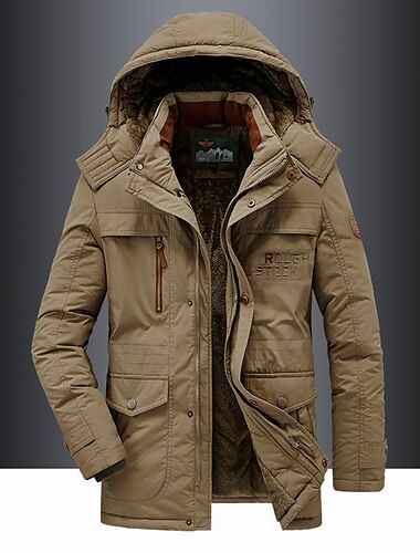  Wander-Fleecejacke für Herren Winterjacke dick warm mit Kapuze Parka Militär Windjacke Outdoor abnehmbare Kappe schwarz Trenchcoat Oberbekleidung Jagd Ski Snowboard Camping Höhlenforschung Armee grün khaki blau