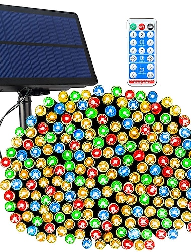  Guirlandes lumineuses solaires de noël à led extérieures étanches 100m 334.5ft 1000led / 50m 171ft 500 led lumières de noël solaires avec télécommande8 modes lumières de patio étanches pour arbre de