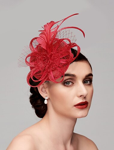  Fascinateurs Chapeaux Accessoire de tête Plumes Net Chapeau soucoupe Mariage Course de chevaux Ladies Day Melbourne Cup Cocktail Avec Casquette en plume Accessoire de tête Couvre-chef pour
