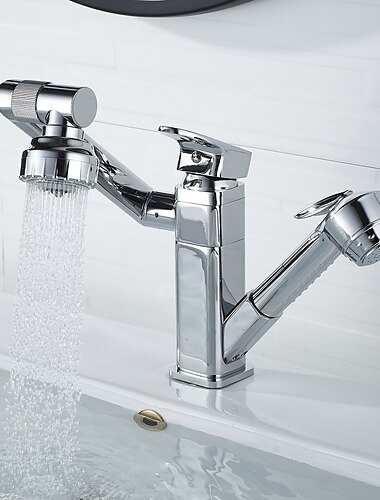  robinet de lavabo de salle de bain - rotatif / extractible finitions peintes mitigeur monotrou à deux trousrobinets de bain