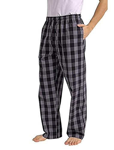  pantalones de pijama de franela de algodón para hombre pantalones de pijama a cuadros de salón suave con bolsillos pantalones ligeros ropa de dormir gris
