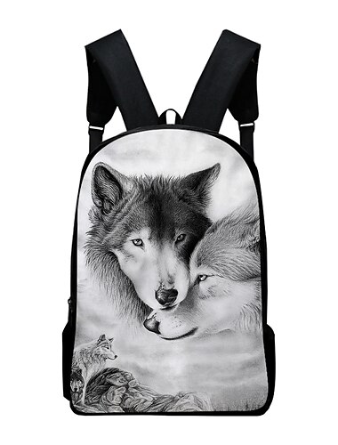  Rucksack mit Galaxie-Wolf-Print für Teenager – Schultasche mit kosmischen Tieren und 3D-Design eines heulenden Wolfs für Jungen und Mädchen