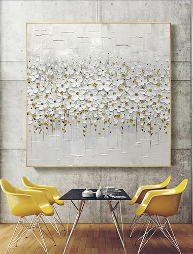  Manual Hecho a mano Pintura al óleo pintada a colgar Pintada a mano Cuadrado Abstracto Floral / Botánico Moderno Realismo Sin marco interior  (sin marco)