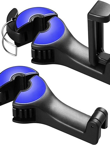  2 Stück 2 in 1 Autositzhaken für Geldbörsen und Taschen mit Handyhalter automatische Kopfstütze Handtaschenhalter Kleiderbügel Organizer Fallschutz Geräuschlosigkeit und universelle Passform