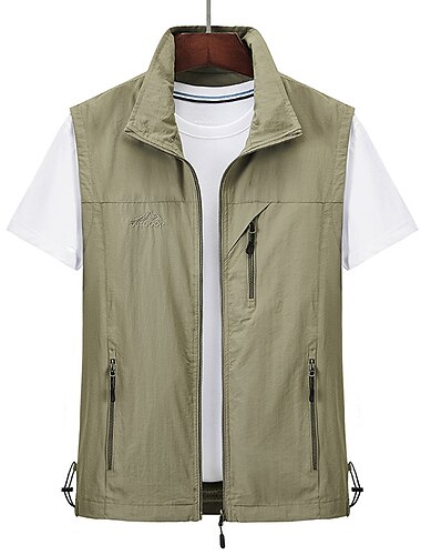  Per uomo Gilet Gilet da pesca Gilet da escursione Gilet senza maniche Giacca Gilet Esterno Giornaliero Per uscire Informale Primavera Autunno Tasche Poliestere Nylon Traspirante Liscio Cerniera
