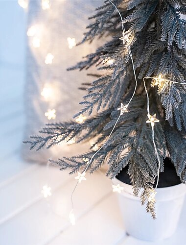 5m 2m étoile fil de cuivre led guirlande lumineuse 50 20leds fée lumière flexible pour noël nouvel an décoration de fête de noël éclairage blanc chaud aa alimentation par batterie