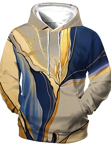  Per uomo Astratto Stampe Grafiche Felpa con Cappuccio Felpe con cappuccio Felpa Designer Casual Manica Lunga Con Cappuccio Quotidiano Sportivo Blu marino Stampato Primavera & Autunno progettista