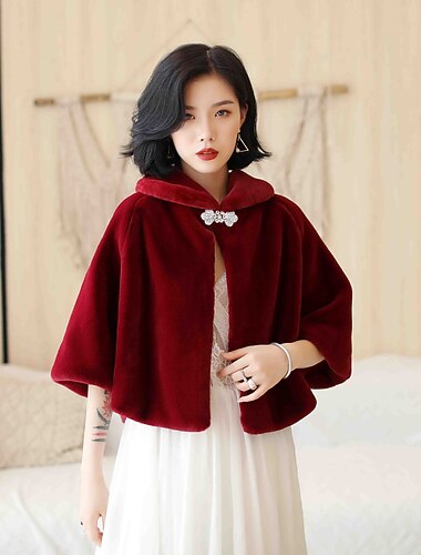  שכמיות שרוולים ארוכים מעיל לבן מעיל לבן חתונה / מסיבה / ערב עטיפת נשים עם סיכת קריסטל