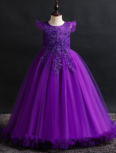  子供 女の子 フラワーガールドレス ドレス ジャカード ノースリーブ 結婚式 パーティー メッシュ かわいいスタイル プリンセス ポリエステル マキシ ピンクのプリンセスドレス フラワーガールドレス 夏 春 秋 4〜12年 イエロー ピンク ルビーレッド