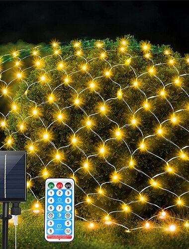  Mesh net Weihnachtsbeleuchtung solarbetrieben 8 Modi 9.8x6.6ft 200led Busch Baum Wrap Dekor Fee Twinkle Outdoor Lichterketten für Halloweenholidaypartypatioweddinggarden