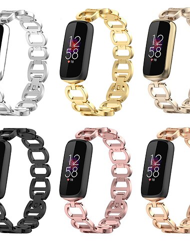  Ver Banda para Fitbit Luxe Acero Inoxidable Reemplazo Correa Lujo pulsera Pulsera de joyería Pulsera