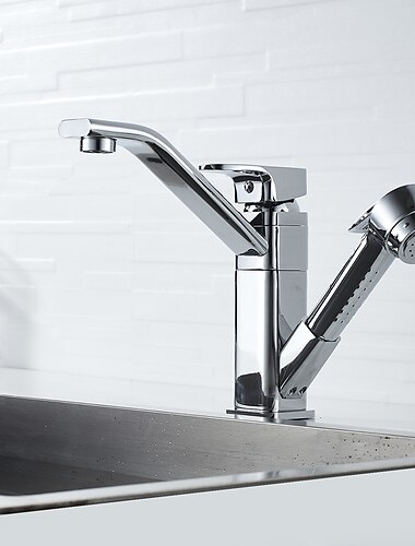  Waschbecken Wasserhahn - drehbar / herausziehbar lackierte Oberflächen Centerset Einhebelmischer mit zwei LöchernBadarmaturen