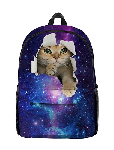  Galaxy Cat-ryggsäck för barn och tonåringar – söt skolväska med 3D-tittuttryck och djurmotiv för pojkar och flickor