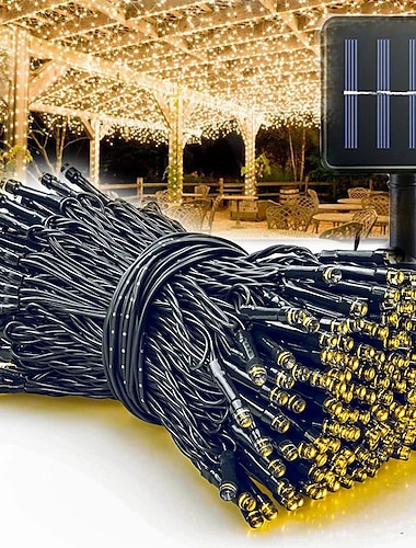  أضواء سلسلة LED تعمل بالطاقة الشمسية مقاومة للماء في الهواء الطلق 5m-20leds 7m-50leds 12mm-100leds 22m-200leds عيد الميلاد الجنية ضوء عطلة الإضاءة أضواء شجرة حفل زفاف شجرة عيد الميلاد حديقة الديكور
