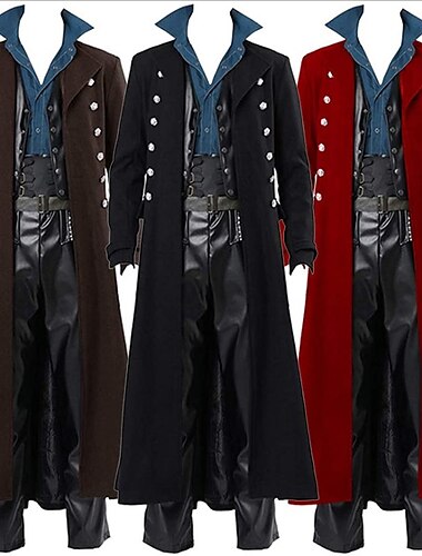  Middeleeuws Jas Overkleding Ren Faire Piraat Voor heren Piraat Stoompunk Festival Volwassenen Jas Winter Herfst winter