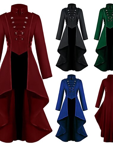  Retro vintage Punk & Gothic Middeleeuws Jas Gemaskerd Bal Smoking Ren Faire Vampieren Pest dokter Formele Stijl Vintagestijl Effen Dames Stoompunk Kerstmis Halloween Carnaval Feest Halloween