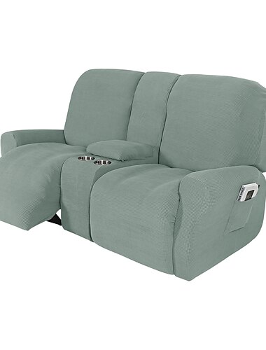  Fundas elásticas para sillón reclinable color burdeos, funda para sofá de dos plazas con consola central, funda para sofá reclinable con bolsillo lateral (funda para 3 reposabrazos, 3 respaldos, 2
