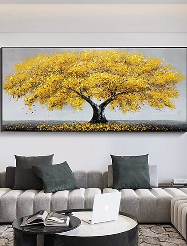  Ölgemälde handgemalte handgemalte Wandkunst abstrakte Pflanze floral goldener Turm Baum Heimtextilien Dekor gerollte Leinwand kein Rahmen ungedehnt