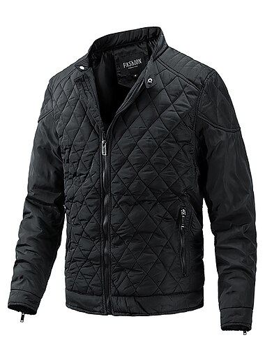  Herren Bomberjacke Gepolstert College Jacke Tasche Sports Outdoor Täglich Standard Strassenmode Brautkleider schlicht warm halten Atmungsaktiv Herbst Winter Feste Farbe Schwarz Königsblau Armeegrün