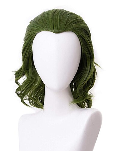  Clown-Perücke grüne Perücken für Cosplay Perücke Männer Jungen kurze wellige Haare Perücke für Party Halloween-Perücken St. Patrick's Day Perücken