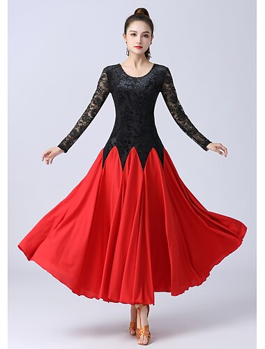  Ballroomdansen Kleding Gesplitst Dames Prestatie Opleiding Lange mouw Hoog Fluweel