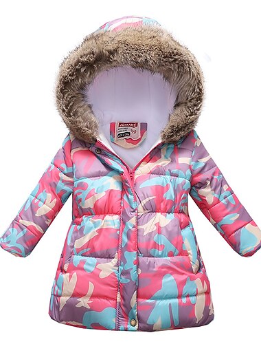  Mädchen 3D Pufferjacke für Kinder Schmetterling Fuchs Mantel Daune Pufferjacke Langarm Herbst Winter Aktiv Strassenmode kinderkleidung 3-10 Jahre Urlaub Strasse Regular Fit