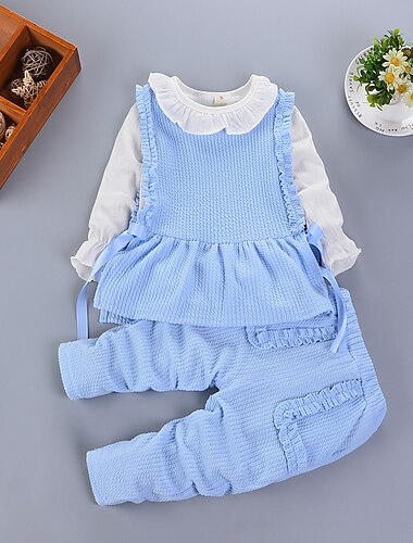  Mädchen 3D Feste Farbe Kleidungsset Langarm Herbst Winter Aktiv Kuschelig Basic kinderkleidung 1-5 Jahre Urlaub Strasse Geburtstag Regular Fit