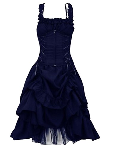  Punk & Gothic Mittelalterlich Cocktailkleid Kleid Maskerade Hexe Gothic Mädchen Übergrössen Damen Walpurgisnacht Halloween Karneval Maskerade Halloween Abschlussball Festival Erwachsene Kleid Sommer