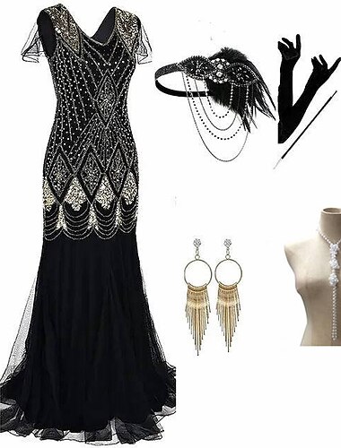  Goldene Zwanziger 1920er Cocktailkleid Flapper Kleid Kleid Outfits Der große Gatsby Übergrössen Hochzeitsgast Quastenfransen Quaste Damen Weihnachten Karneval Maskerade Hochzeit Party Abschlussball