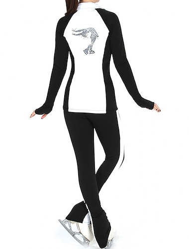  Kunstschaatsjack met broek Dames Voor meisjes Schaatsen Jack Broeken / Regenbroek / Overbroek Wit Duimopening Spandex Lycra Hoge Elasticiteit Opleiding Oefenen Wedstrijd Kunstschaatskleding Thermisch