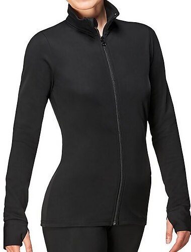  Fleecejacke fürs Eiskunstlaufen Damen Mädchen Eislaufen Jacke Austattungen Oberteile Schwarz Rot Blau Daumenloch Vlies Elasthan Hochelastisch Ausbildung Praxis Wettbewerb Eiskunstlaufkleidung warm