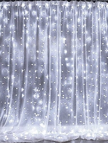  Elegant bröllopsmottagning festljus LED fönstergardin ljus 3Mx3M-300 LEDs bröllopsfest hemma trädgård sovrum utomhus inomhus väggdekorationer