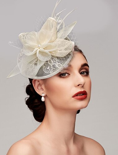  fascinators Hatte Hovedstykke Fjer Net Underkopshat Bryllup Hesterace Ladies Day Melbourne Cup cocktail Med Fjer Kasket Medaljon Hovedbeklædning