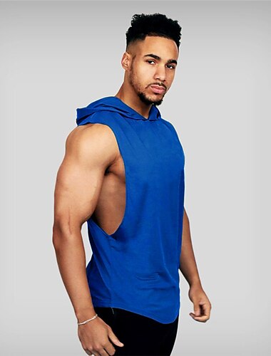 Herren Tank Top Running Sport Top Fitnesshemd Ausgeschnitten Ärmellos Weste / Fahrradweste Casual Athlässigkeit Sommer Mit Kapuze Atmungsaktiv Schnelltrocknend Weich Fitness Fitnesstraining Laufen