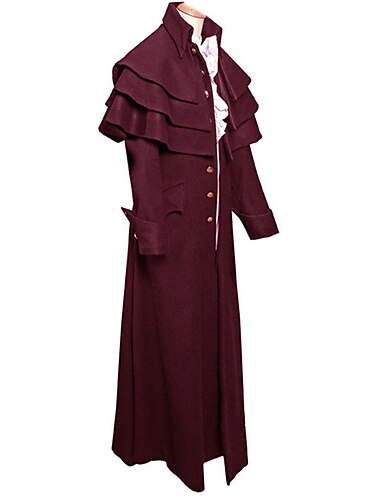  Punk & Gothique Médiéval Renaissance Manteau Vêtements d'extérieur Prince Noble Couleur Unie Déguisement Homme Performance Soirée Festival Adulte Manteau