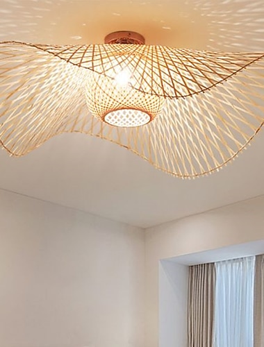  45/65/75 cm lanterne design innfelt taklamper tre/bambus lykt lakkert finish nordisk stil 220-240v