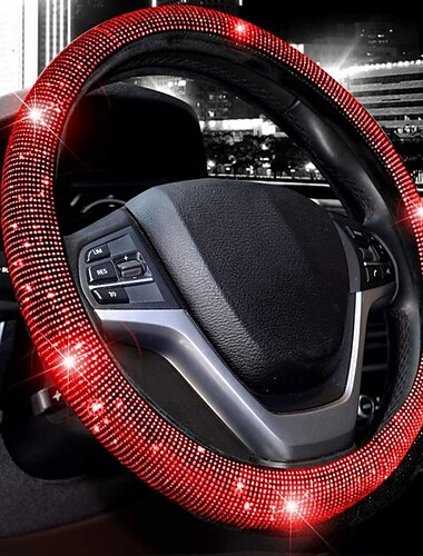  Luxus-Kristall-Diamant-Auto-Lenkradabdeckungen, glitzernde Auto-Lenkerabdeckung, Bling-Strass-Kunstdiamant-Auto-Lenkschutz