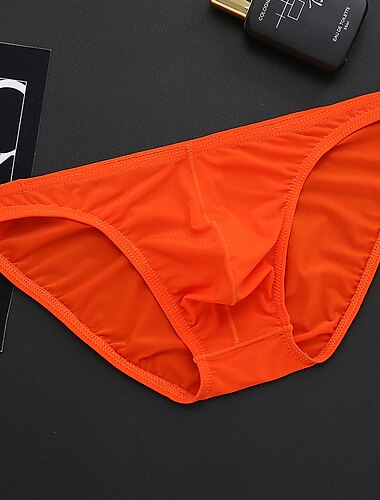  Herren 1 Packung Grundlegendes Höschen Slip Grundlegend Nylon Einfarbig Niedrige Taillenlinie Hellblau Schwarz