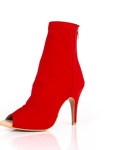  Zwarte peep-toe danslaarzen voor dames met stilettohakken - elegante performance schoenen voor ballroom- en latindansen