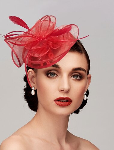  plumas / tocados netos sombrero kentucky derby / tocado con pluma / gorra / flor 1 pc boda / carrera de caballos / tocado del día de las damas