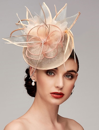  plasă cu pene fascinatoare Kentucky Derby pălării cască cu capac din pene floare 1 buc nuntă cursă de cai ziua doamnelor cupa melbourne cască