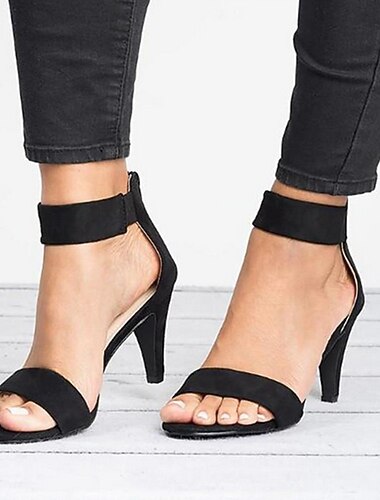  Dames Sandalen Sandalen met enkelband Feest Dagelijks Effen Kleur Luipaard Effen Zomer Kleine hak Lage hak Open teen Elegant Klassiek minimalisme Imitatieleer Rits Zwart Khaki