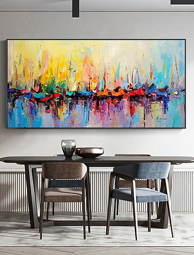  Handgefertigtes Ölgemälde auf Leinwand, Wandkunst, Dekoration, abstrakte Meereslandschaft, Farbe, Segelboot für Wohnkultur, gerollt, rahmenlos, ungedehnt