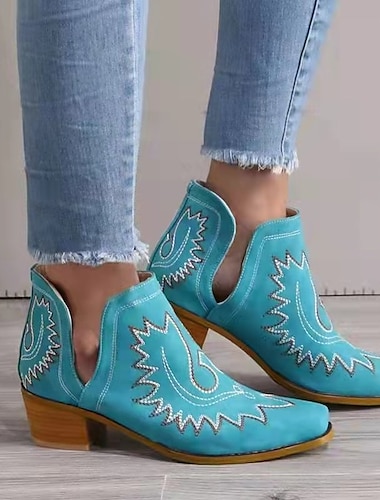  bottines western turquoise pour femmes avec motif brodé - bottes de cowboy élégantes pour tenues décontractées et country