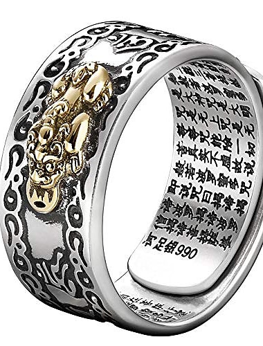  masculino feminino feng shui pixiu mantra proteção riqueza anel amuleto ajustável qualidade melhores joias (feminino)
